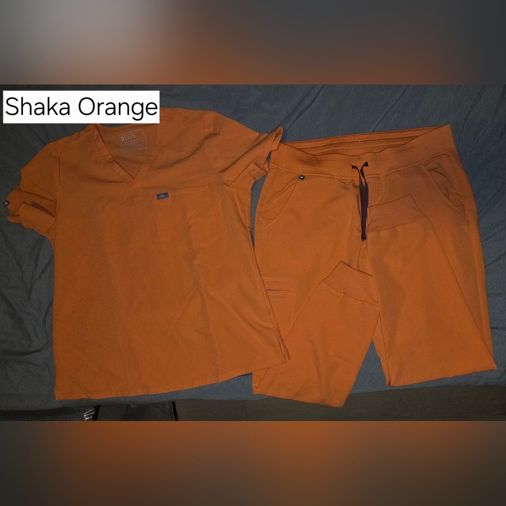 Figs Shaka Orange Scrub Top and Jogger Set